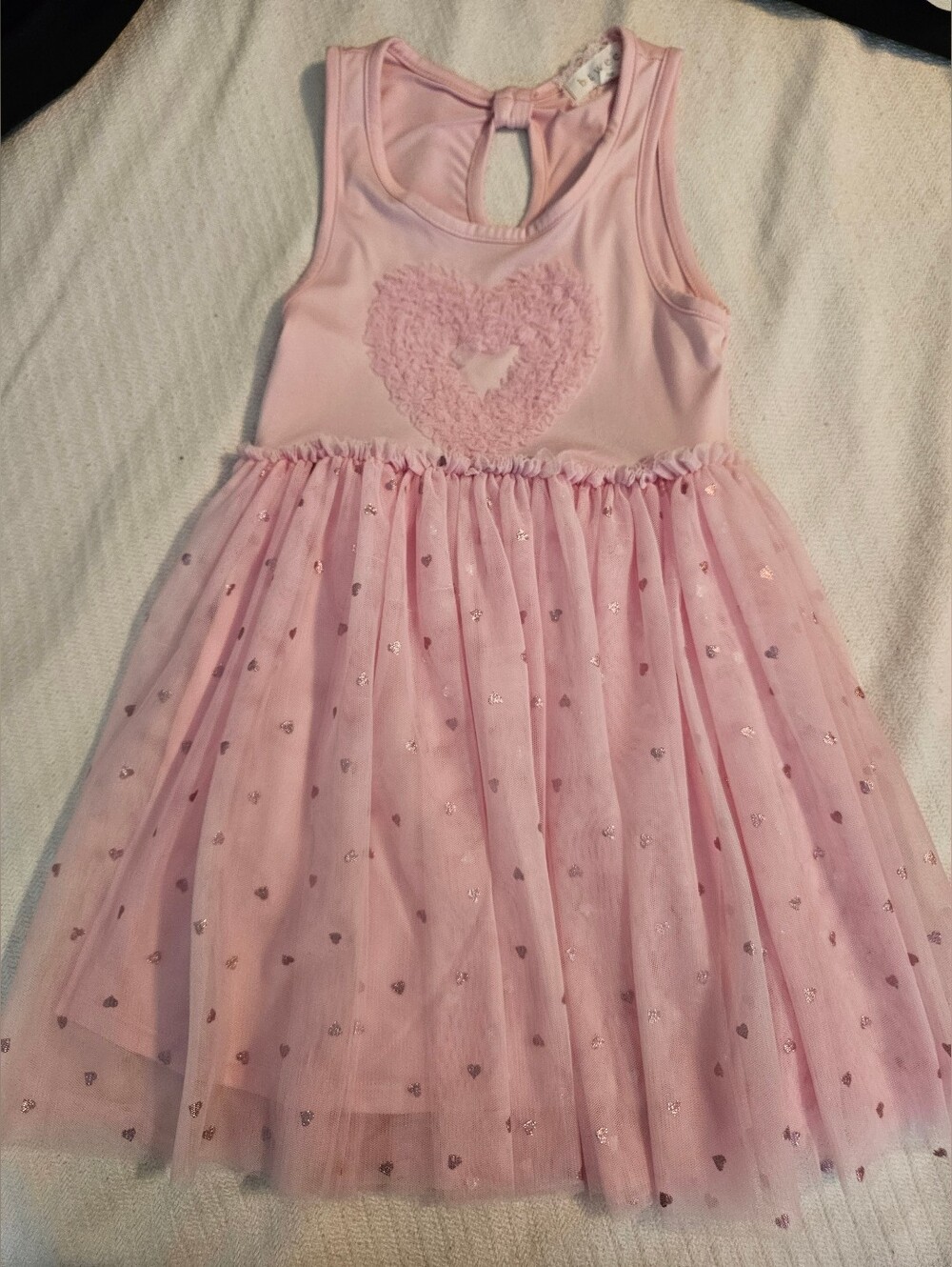 btween Light Pink Sleeveless Tulle Heart Dress